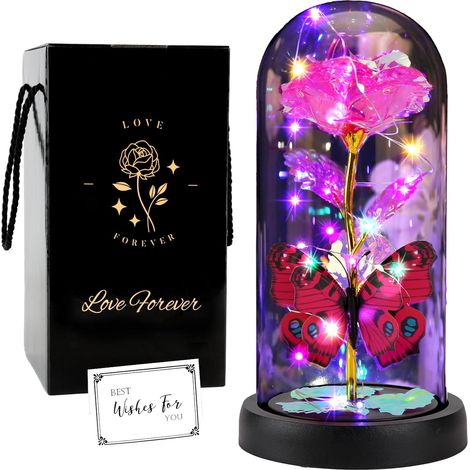 Rosa LED Eterna Vetro Illuminata Romantica Idea Regalo Rosa (1/5)