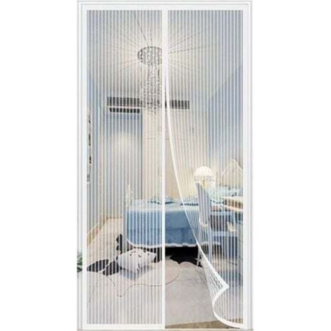 Moustiquaire 100x210cm Moustiquaire magnétique sans perçage Moustiquaire blanche avec bande adhésive et maille ultra-fine (1/3)