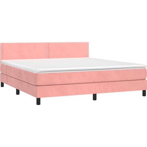 vidaXL Sommier à lattes de lit avec matelas Rose 180x200 cm Velours