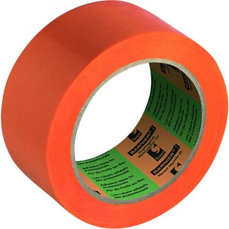 Ruban adhésif PVC orange 50mm x 33m – Adhésion forte sur surfaces humides – Masquage peinture et isolation – Déchirable à la main – Barnier (1/5)