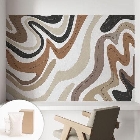 Papier peint intissé pour salon chambre à coucher peint imprimé Installation facile - Colle incluse gratuite Vagues harmonieuses 104x70 cm (1/5)