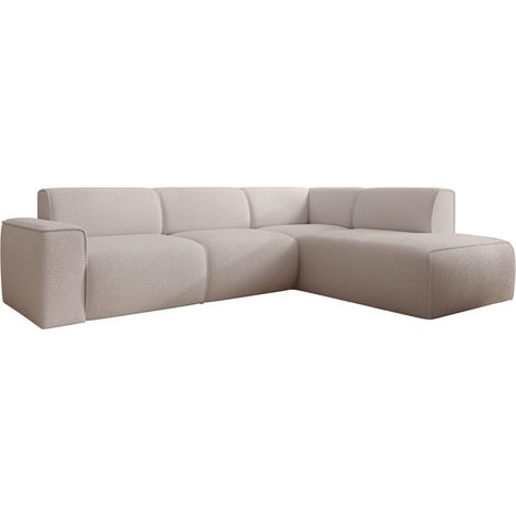 Selsey Bouvi – Ecksofa mit seitlicher Rückenlehne an der Ottomane, rechts, hellbeige, Bouclé