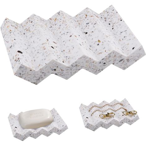 Porte-savon en céramique avec égouttoir, deux côtés, en marbre ondulé, élégant, pour douche, cuisine, salle de bain