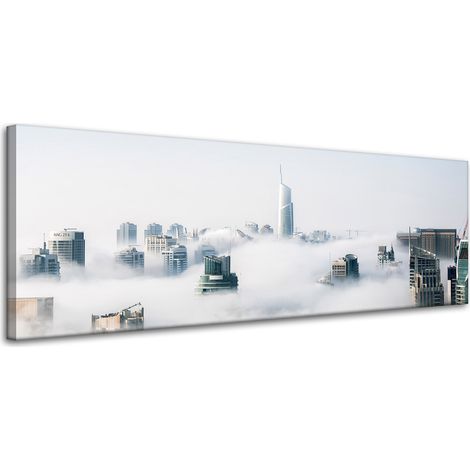 Leinwanddruck Architektur Wolkenkratzer 120x40 USA Himmel Nebel