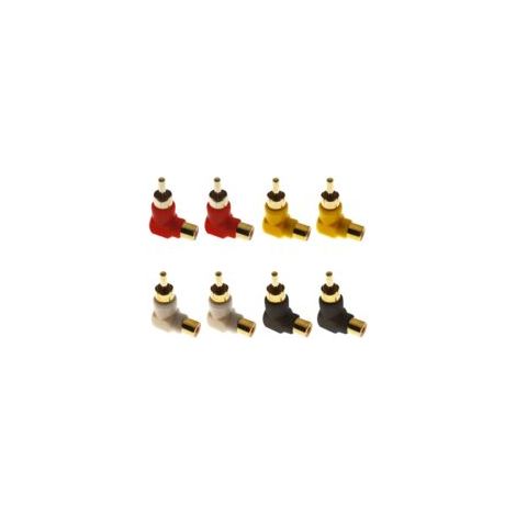 8 connettori RCA maschio-RCA femmina placcati in oro, adattatori ad angolo retto a 90 gradi (4 colori) - Crezuo