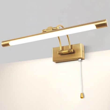 Applique murale LED 8W IP44 pour miroir, éclairage de salle de bain en laiton, éclairage intérieur avec interrupteur, 40 cm, 3000K, applique pour tableaux et vitrines, bras réglable, lampe de lecture