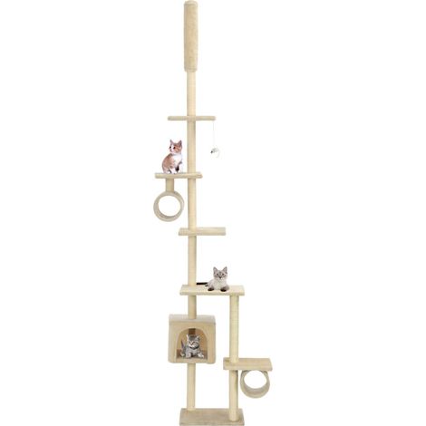 Katzen-Kratzbaum mit Sisal-Kratzsäulen 260 cm Beige