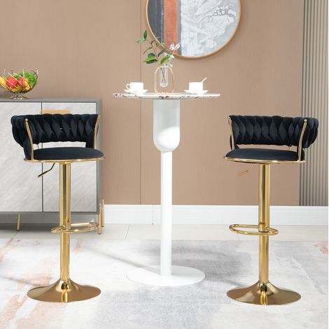 chaise fauteuil salon pivotante velours noir lot de 2 OKMYHOME (1/5)