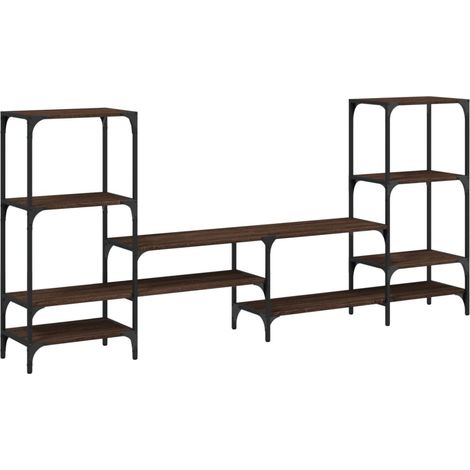 Mobile TV multimediale scaffale per televisione televisione buffet sala da pranzo soggiorno camera da letto rovere 206,5 x 28,5 x 95 cm derivati del legno marrone 020027209