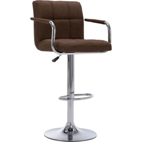 Chaise de bar tissu marron et pied métal chromé Nexur (1/5)