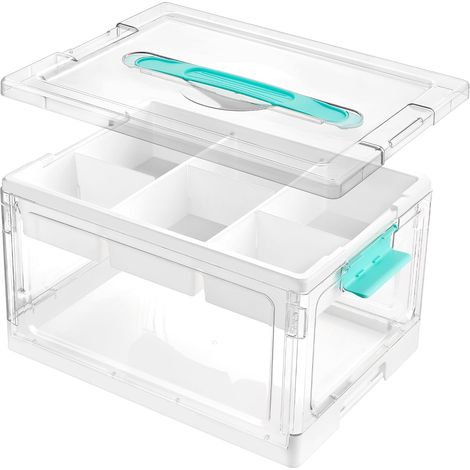 Boîte de rangement en plastique avec plateau amovible, organiseurs d'artisanat et de rangement, 1 paquet (1/5)
