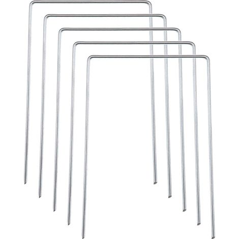 50 pièces Piquets d agrafes en Acier Galvanisé en Forme de U pour Gazon Artificiel (1/5)