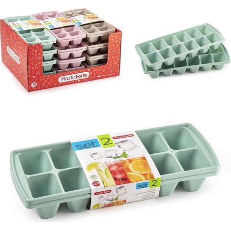 Set 2 Pezzi Formetta Ghiaccio in Plastica 3 Colori Disponibili (1/2)