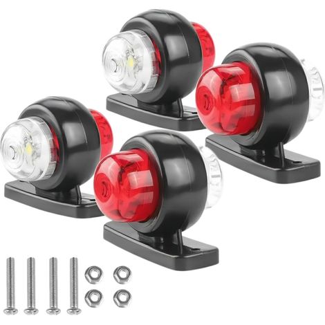 4 Feux de Gabarit pour Remorque Feux de Position LatéRaux Led Feux de Position LatéRaux ArrièRe Feu de Gabarit 12 / 24v Rouge/Blanc éTanche Led Feux de CôTé pour camion (1/5)