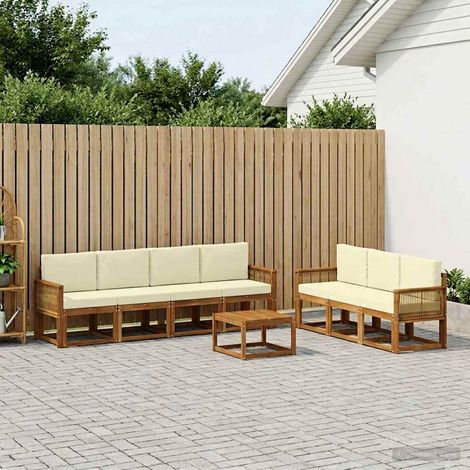 vidaXL Outdoor-Sofagarnitur 8 pcs Natur und Creme Polyester (1/5)
