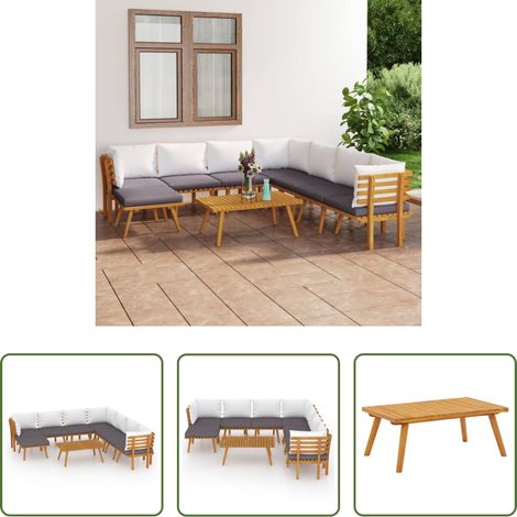 vidaXL Akazienholz - 9-tlg. Garten-Lounge-Set mit Kissen Massivholz Akazie (1/5)