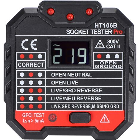 HT106B Détecteur de Prise Électrique Testeur de Disjoncteur Murale 110-220V Prise Américaine (1/5)