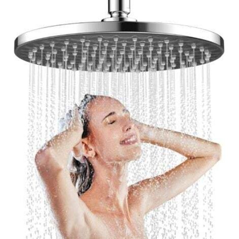 Soffione doccia a pioggia ad alta pressione - Soffione rotondo da 8 pollici, con funzione massaggio, angolo regolabile, ricambio universale per soffione doccia del bagno.