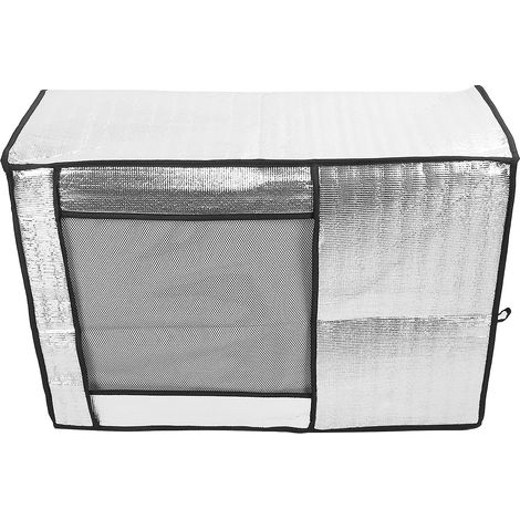 Housse de climatiseur argentée, en feuille d'aluminium pour la protection contre la poussière et la pluie, 96x40x70 cm. (1/4)