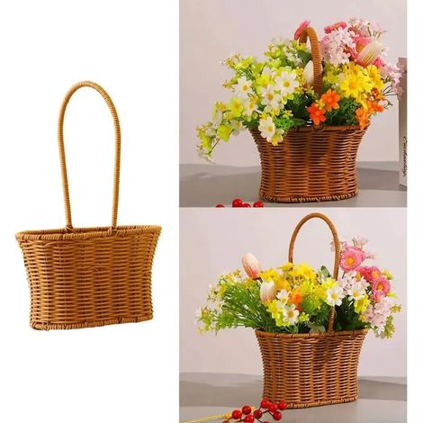 Rattankorb für Blumen und Heimdekoration, 1 Stück (1/5)