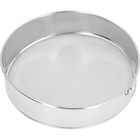 Tamis rond 80 mailles, grand format, plaqué titane argenté, revêtement antiadhésif, en acier inoxydable, pour sucre glace et cacao en poudre. (1/5)