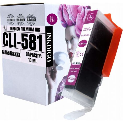 Inchiostro Inkdigo CLI581BK compatibile con Canon Pixma TR7520 TS6150 TR8550 TS705, certificato TÜV. (1/5)