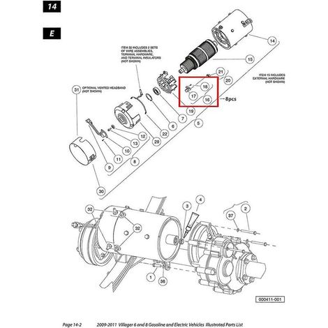 Set di spazzole per golf cart da 3,7 HP, motore spazzola 102938601 compatibile con CLUBCAR L6 L8 (1/4)