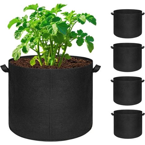 Lot de 5 sacs de culture de 20 gallons, grands pots non tissés avec poignées pour la culture de fruits, légumes et fleurs à l'intérieur et à l'extérieur