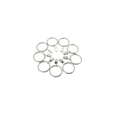 20 Pièces Anneaux de Rideau avec Pince, 38mm Diamètre Intérieur (Argent) Anneaux de Suspension de Rideaux en Acier Inoxydable avec des Clips pour Rideau Photos Décoration