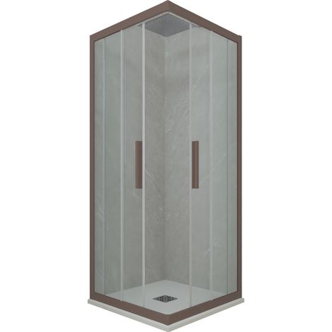 Eck-Duschkabine in PVC 70x110 Klarglas Chocolate Kolors