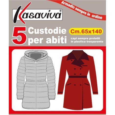Set 5 Pezzi Custodia Abiti Trasparente 65 x 140 cm KASAVIVA (1/2)