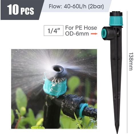 (Vx10PCS-Sprinkler) Raccord rapide pour tuyau d'arrosage PE 1/4" 3/8" 1/2" - Joint pour tuyau d'arrosage de jardin de diamètre extérieur 16 mm, 12 mm et 6 mm - Raccords pour système d'irrigation (1/5)