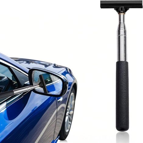 Auto-Rückspiegelschaber, teleskopierbare Edelstahlklinge, weicher Silikonschaber, schwarz (Mini) (1/5)