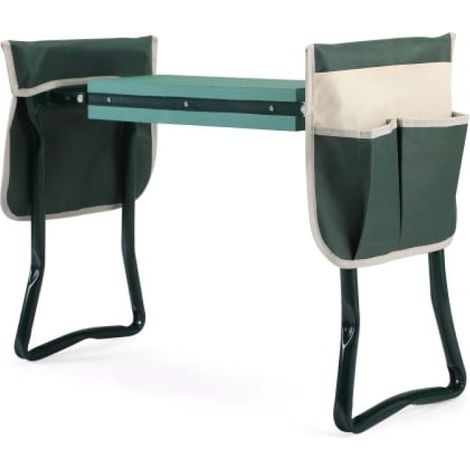 Sgabello da giardino 2 in 1 con tasca porta attrezzi, pieghevole e portatile (verde)