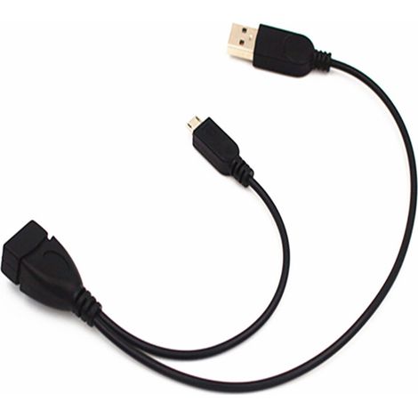 2 câbles adaptateur Micro-USB vers USB femelle OTG avec port alimentation pour appareils OTG (1/5)