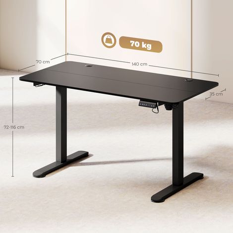 Stehpult höhenverstellbarer Computertisch Schreibtisch, 140 cm x 70 cm x 116 cm, Schwarz (1/5)
