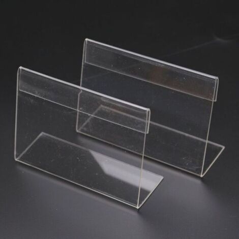 20 étiquettes et supports acryliques pour prix et noms – Format 9 cm × 6 cm – Transparentes, robustes et polyvalentes pour vitrines, rayons et présentoirs (1/4)