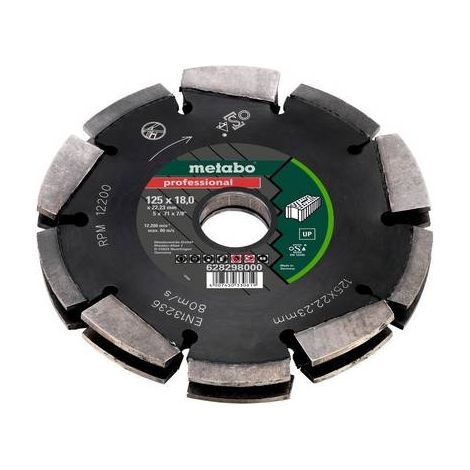 Metabo – Disque diamant pour meuleuse 628298000 – Diamètre 125mm – Alésage 22.23mm – Coupe précise pour béton armé et matériaux durs