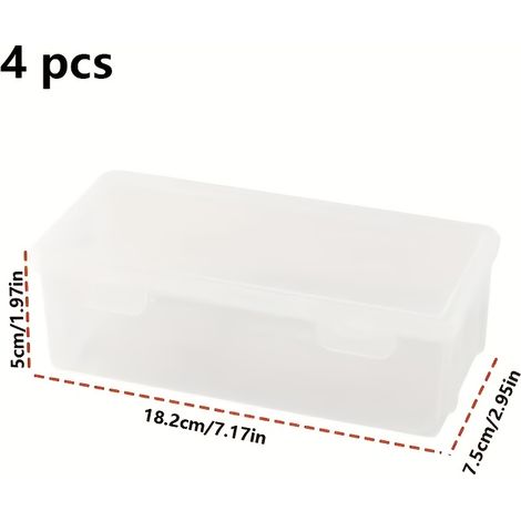 Lot de 4 boîtes de rangement transparentes en plastique PP avec couvercle, légères et résistantes, pour bureau, maison et rangement de petits objets (sans accessoires) (1/2)