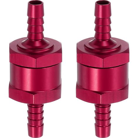 2Pcs 6mm (1/4") Clapet Anti-Retour Pour Carburant, Clapet Unidirectionnel, Accessoires De Contrôle En Alliage D'Aluminium Pour Essence, Diesel, Air, Eau, Rouge (1/5)
