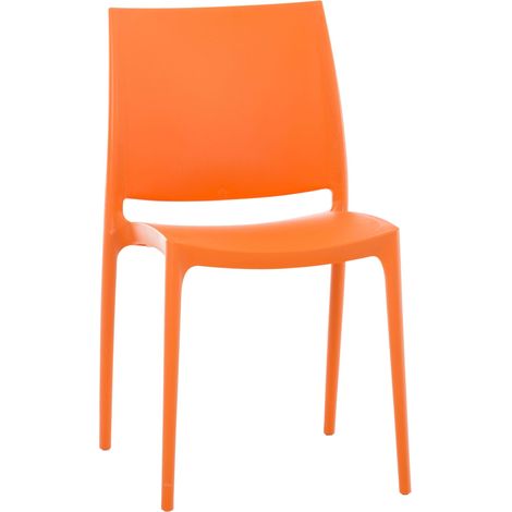 Chaise de jardin en plastique orange design simple empilable 100000833