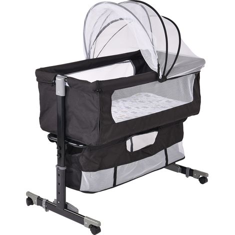 Hofuton (Amélioré)Lit Cododo, Berceau Bébé, Lit Bébé 2 en 1, dès la Naissance, Noir (1/5)