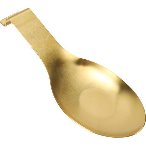 Repose-cuillère en acier inoxydable à queue carrée, réutilisable, plateau de cuisine, porte-spatule/louche, couleur or titane. (1/5)
