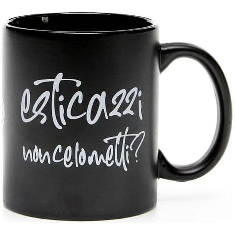 Più Forty +40 Mug Ceramica con Manico 32,5 Cl Stampa "Estica..." Nero Mat