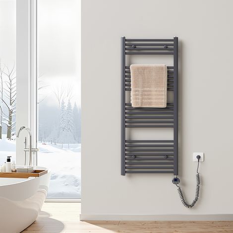 Heilmetz Badheizkörper Elektrisch Handtuchwärmer mit Digitalem Thermostat mit Timer-Funktion Gerade Handtuchtrockner 120x50cm Anthrazit 500W (1/5)