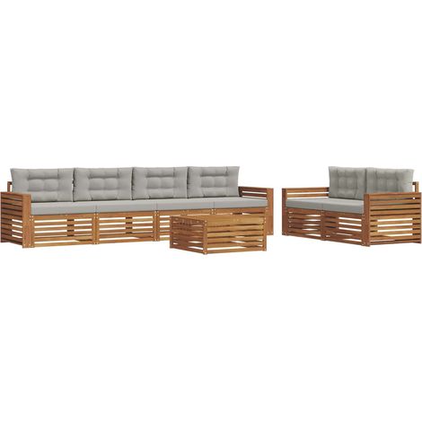 Conjunto de sofás de exterior 7 uds. Gris Natural y Claro vidaXL (1/5)