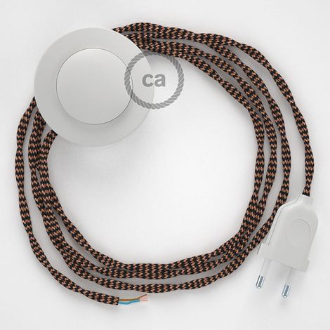 Cordon pour lampadaire, câble TZ22 Effet Soie Noir et Whiskey 3 m. Choisissez la couleur de la fiche et de l'interrupteur  Blanc (1/4)