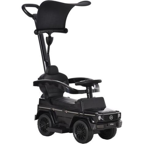 Mercedes-Benz G350 Voiture électrique pour enfant avec barre de poussée, véhicule 3 en 1 avec volant, pour enfants de 18 à 36 mois, noir