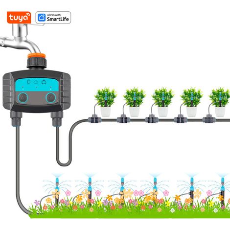 Minuterie d’arrosage intelligente Tuya – Système Bluetooth à double sortie pour tuyau de jardin, programmateur d’eau extérieur automatique (1/5)
