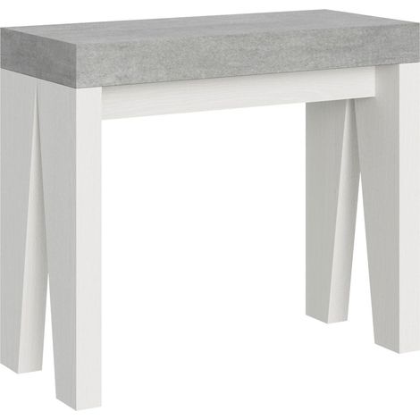 Consolle Allungabile 90-300x40x77 cm in Nobilitato Grigio e Bianco (1/5)